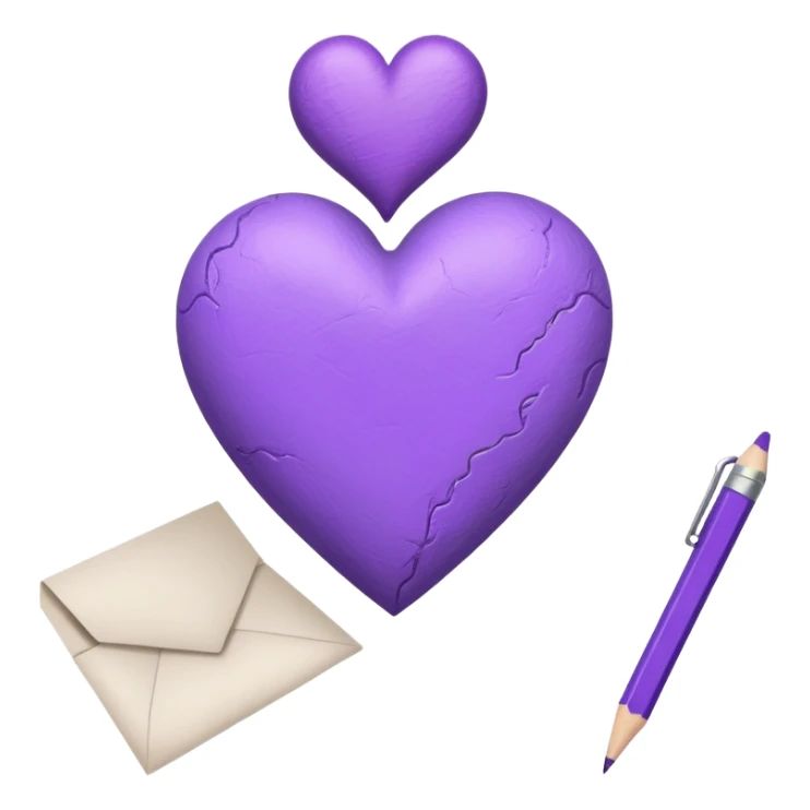 paper with emptu Hand drawn purple heart  with pencil sticker