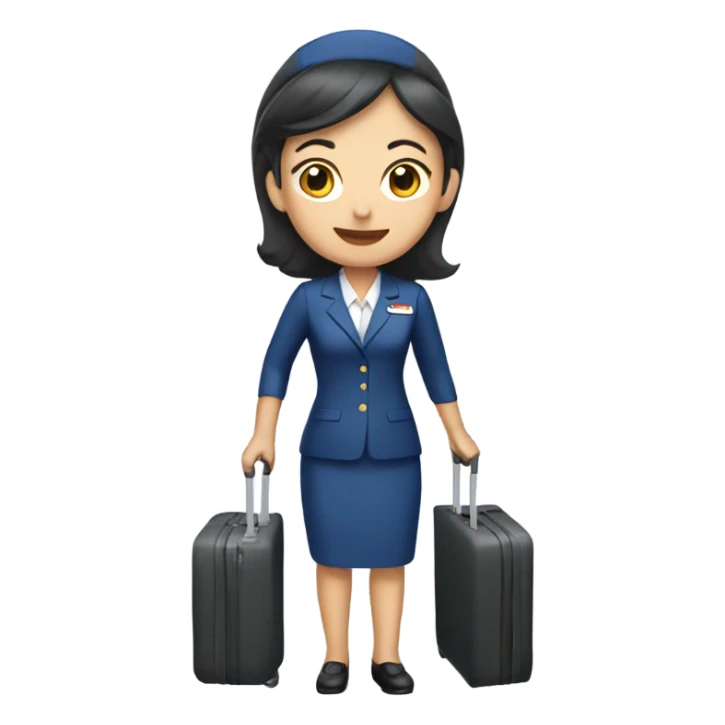 asian flight attendant with luggage  sticker
