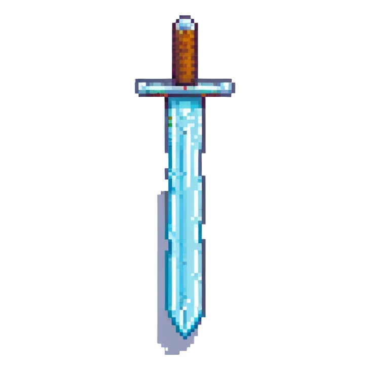 pixel art style Minecraft diamond sword, classic look sticker