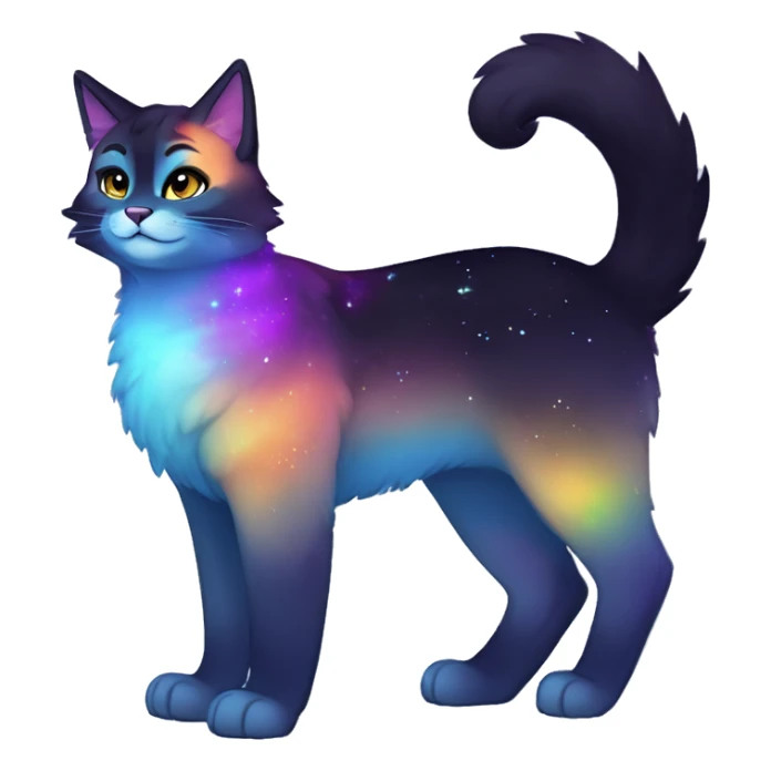Colorful gradient-Sparkle-cat-nebula-fursona anthropomorphic furry full body sticker