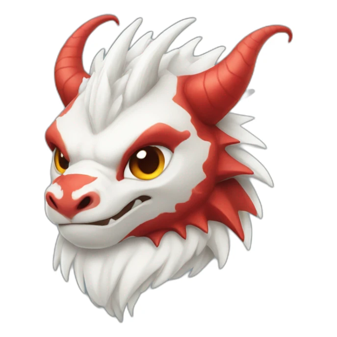 female-dragon-with-white-horns-and-red-and-white-fur sticker
