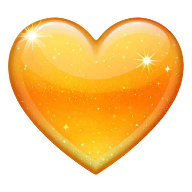 glitter heart, orange to yellow ombre sticker