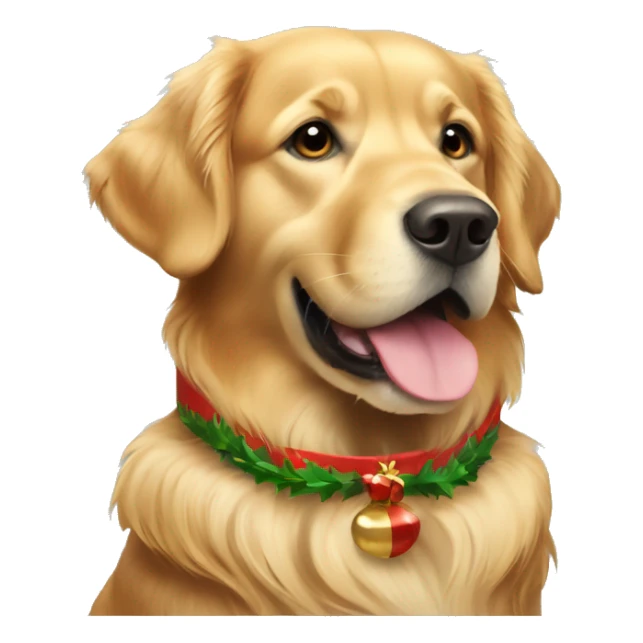 Golden retriever wearing a Christmas collar  sticker