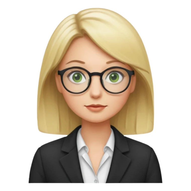 blonde female teacher with green eyes and round glasses sticker