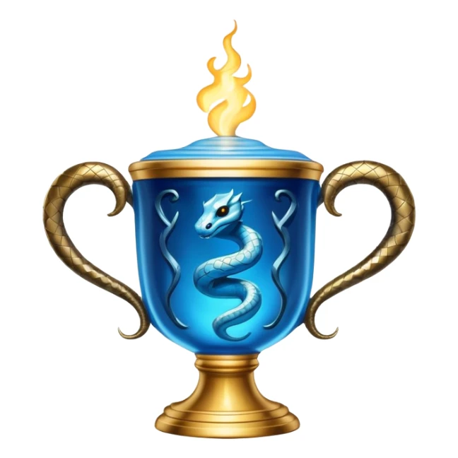 Triwizard Cup from Harry Potter with detailed snake-shaped handles, glowing blue sticker