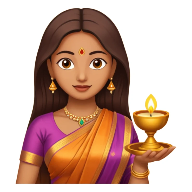 diwali woman with diwali sticker