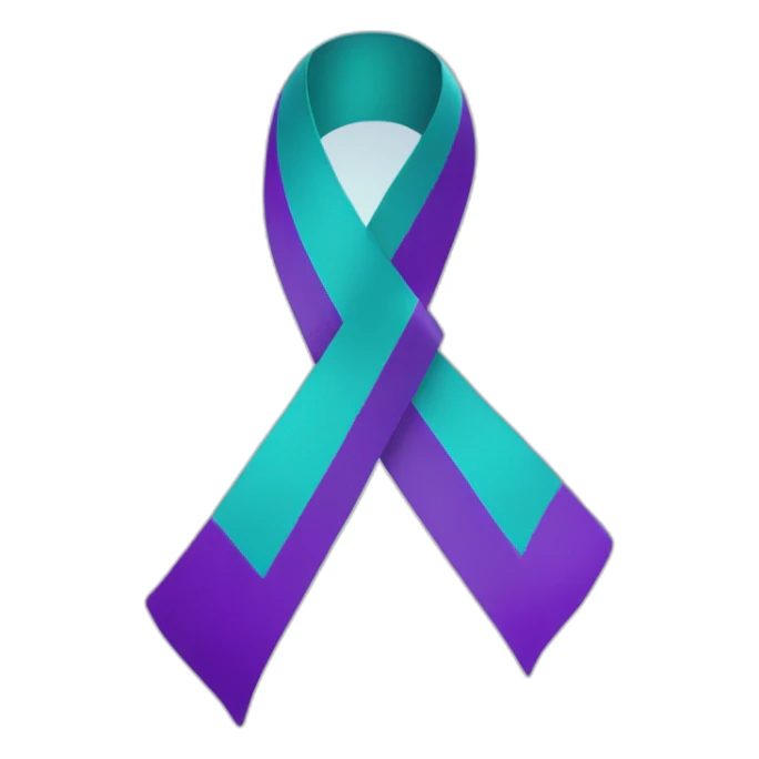 Purple and teal awareness ribbon  sticker