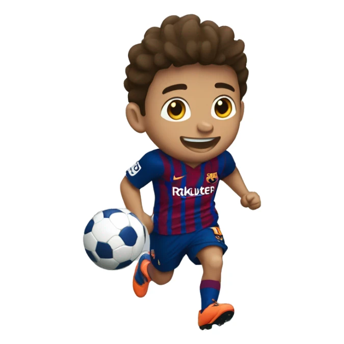 Niño corriendo con una pelota y con el escudo del fc barcelona sticker