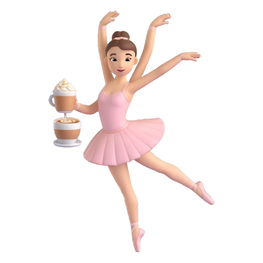 A ballerina holding a cup of cappuccino sticker