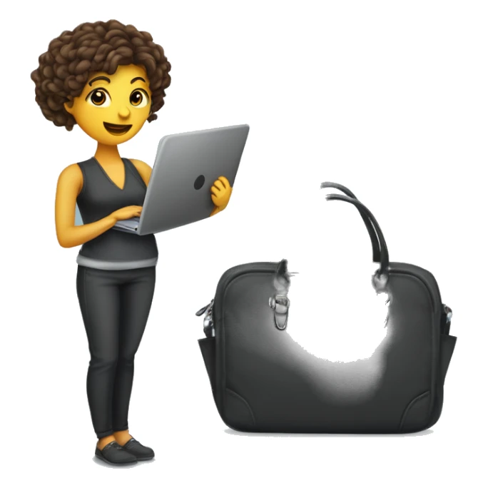 femme active dans la vie cheveux meché avec un sac d'ordinateur dans la main sticker