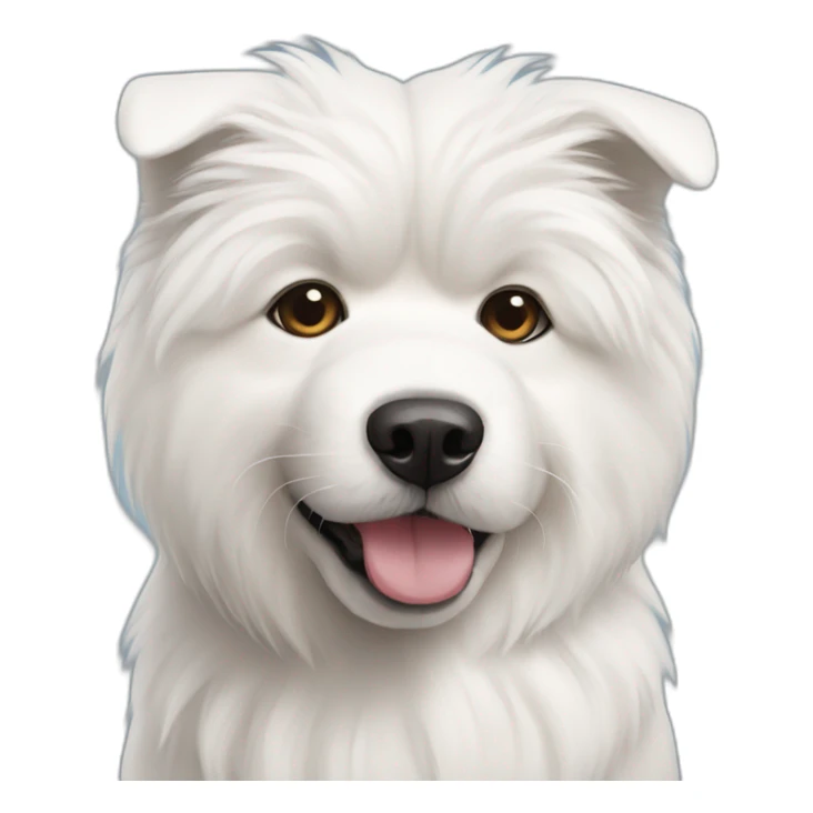 A Samoyed dog with a shih tzu dog sticker