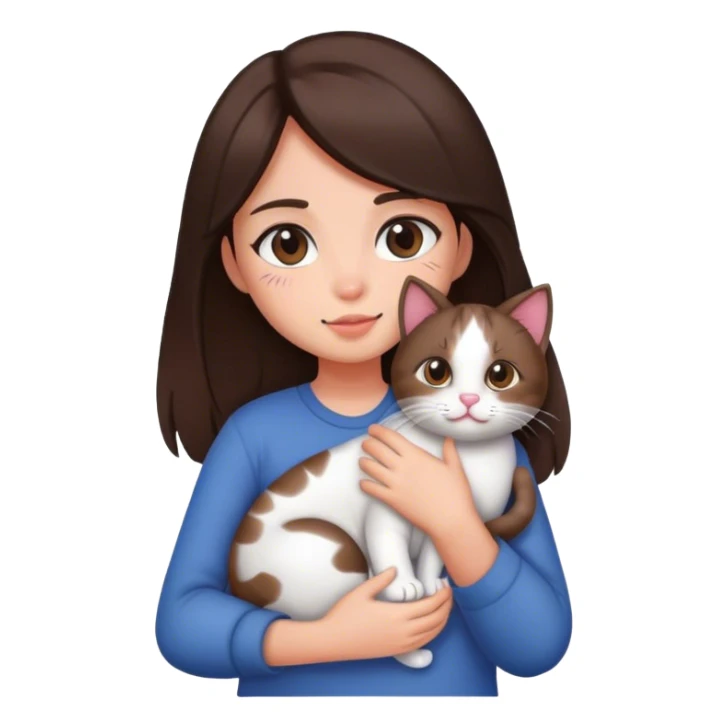 Brunette Girl holding cat sticker