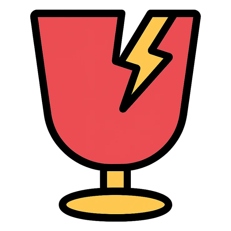 broken glass icon with color outline sticker