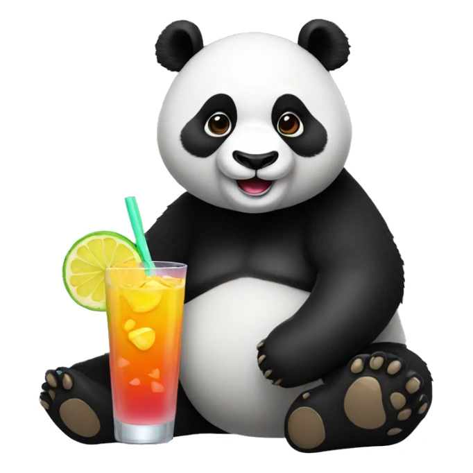 Whole panda with coctail in arm sticker
