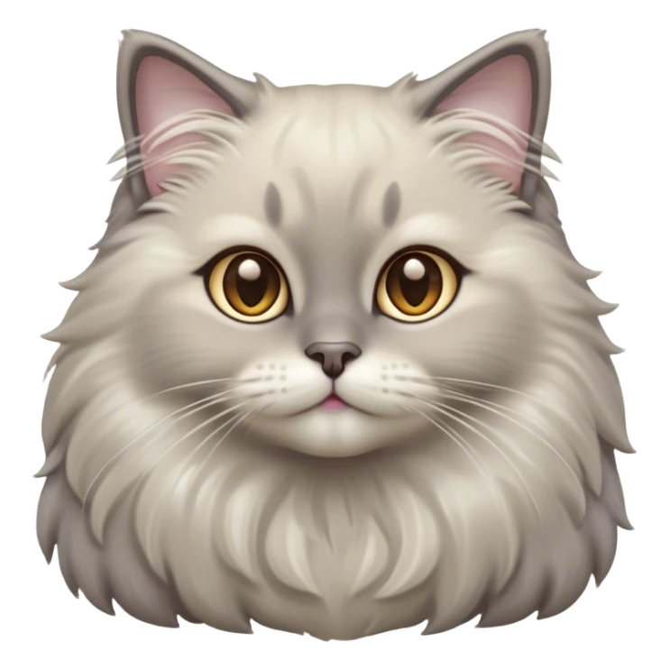 Cinematic Adorable Fluffy Grey Ragdoll Cat Portrait Emoji, Head tilted cutely with big, sparkling eyes, soft grey fur with lighter tones around the face and paws, Simplified yet irresistibly adorable features, highly detailed, glowing with a soft, warm glow, high shine, affectionate and playful, stylized with a touch of whimsy, bright and endearing, soft glowing outline, capturing the essence of a curious and loving kitten, so cute it feels like it could leap out of the screen and snuggle up for a cuddle! sticker