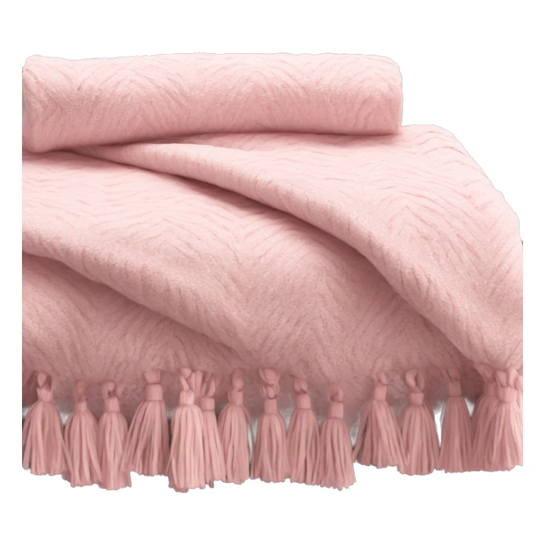 Light pink blanket with pink tassels, folded, chevron texture sticker