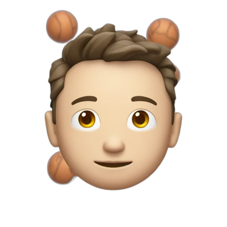 3d sphere with a cartoon Elon Musk skin texture sticker