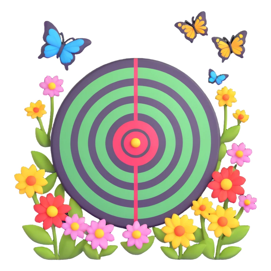 A target bullseye with butterflies and spring blossoms sticker