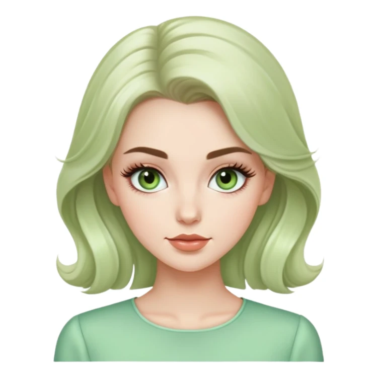 elegant white model girl with light green blouse and voluminous eyelashes sticker