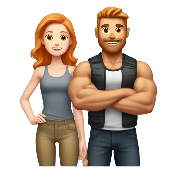 Muscular handsome boyfriend with ginger girlfriend sticker
