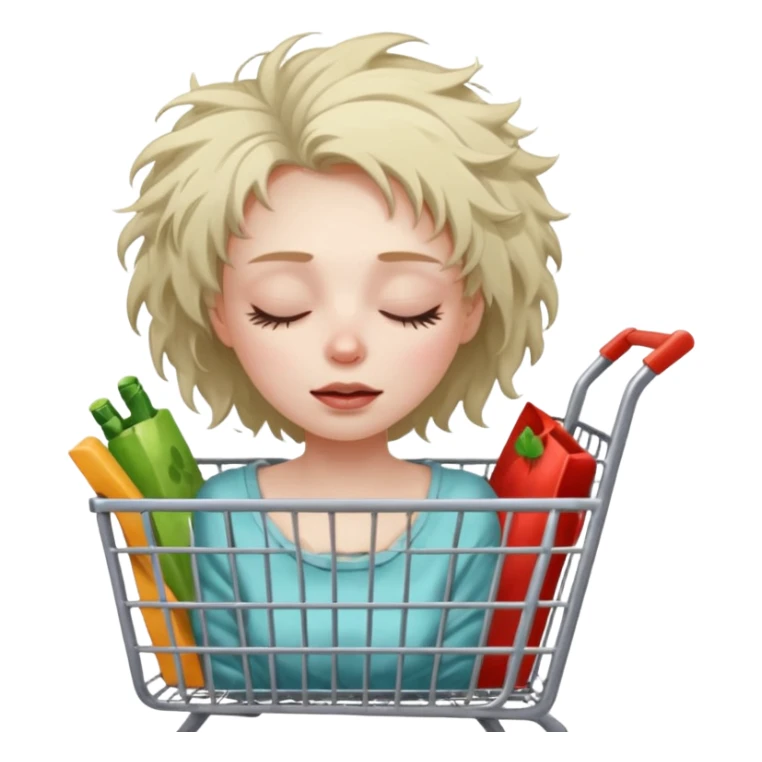 women dead with closed eyes in shopping cart   sticker