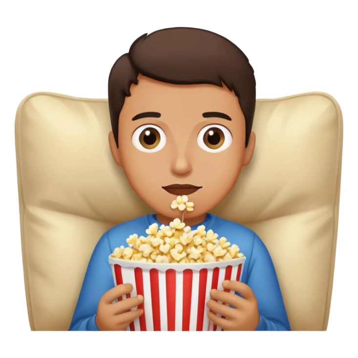 person watching TV with popcorn sticker