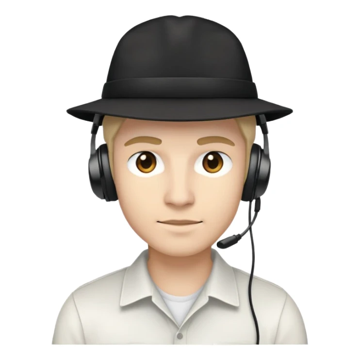 White gamer with black hat white shirt headphones and five o'clock shadow sticker