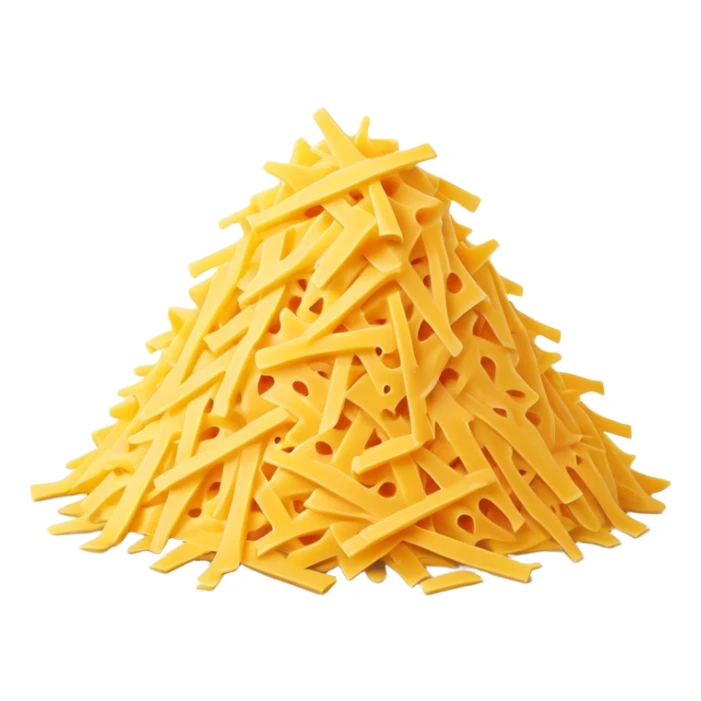 Pile of shredded yellow cheese sticker