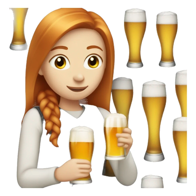 Ginger straight hair and blue eyes woman drinking beer sticker