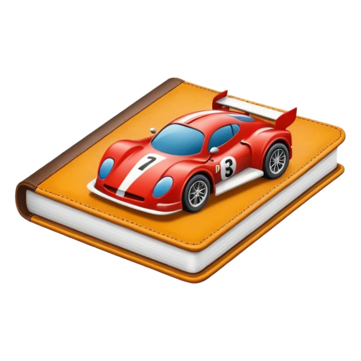 contact book with a racing car illustration on it sticker