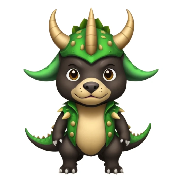 Black pitbull dressed as a triceratops black sticker