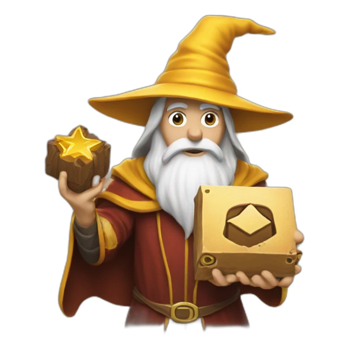 The wizard holds the icon of the instagram logo in his hand sticker