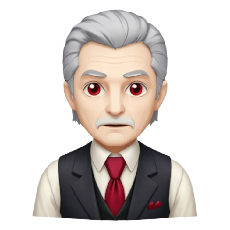  {
      "type": "human",
      "look": "old vampire lord, gray hair, formal vest, crimson tie",
      "description": "an old vampire lord with gray hair wearing a formal vest and crimson tie"
    } sticker