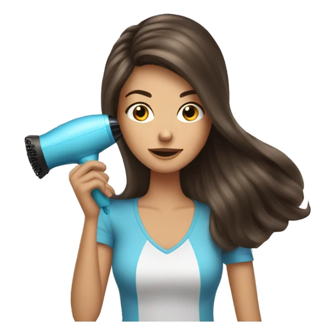 Brunette girl blow drying hair sticker