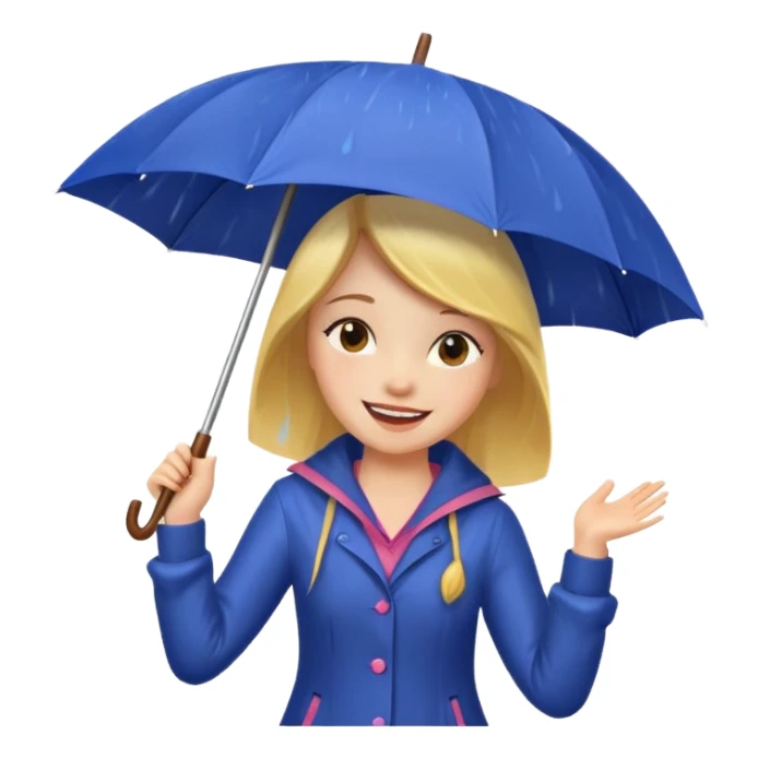 Girl dancing in rain with umbrella  sticker