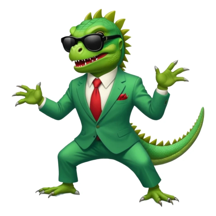 capitalist iguana banker godfather with black sunglasses breakdance scaring sticker