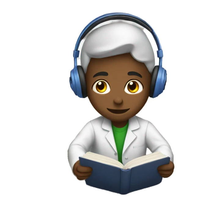 boy wearing headphones and studying chemistry  sticker