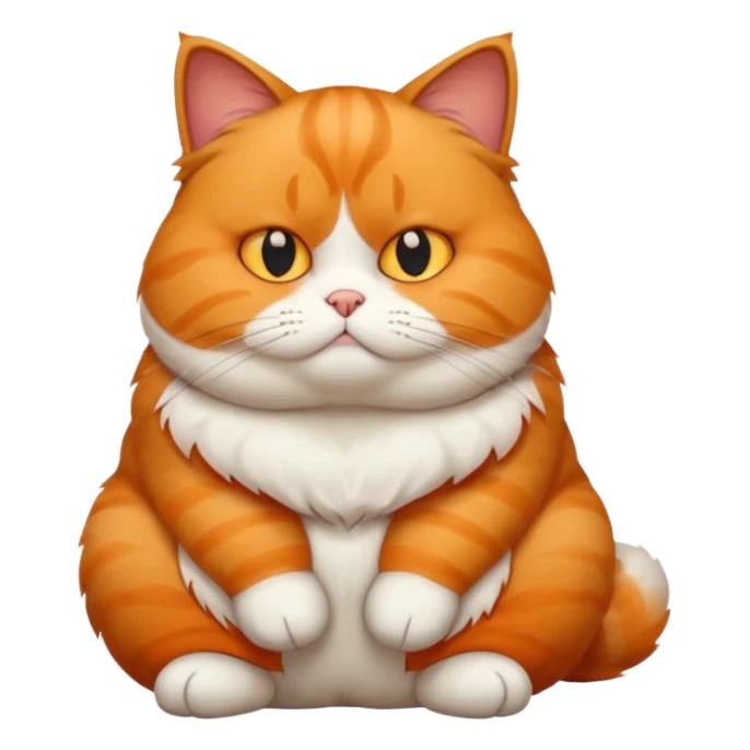 A fat cat sitting down and looking like they don’t care about it sticker