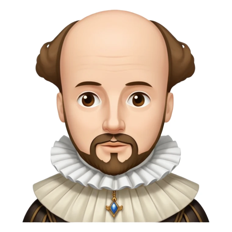 William Shakespeare portrait with elizabethan ruff collar and balding head with hair on sides sticker