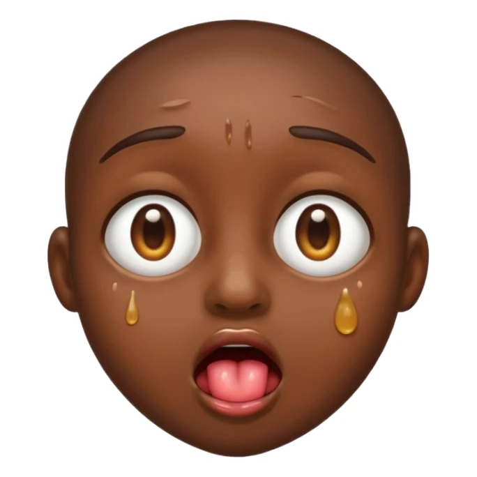 drooling emoji, licking eyes open wide, visible eye bags sticker