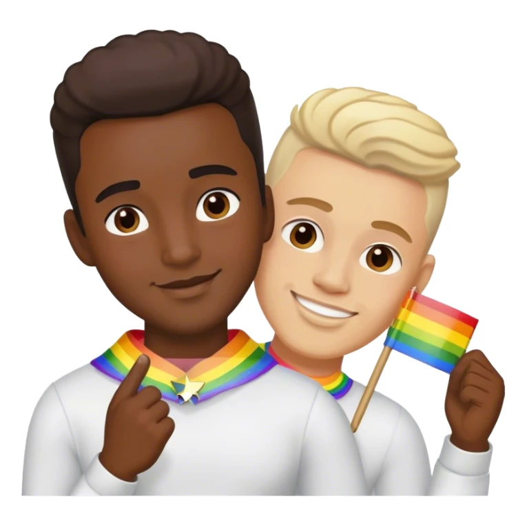 Gay pride with white and black males sticker