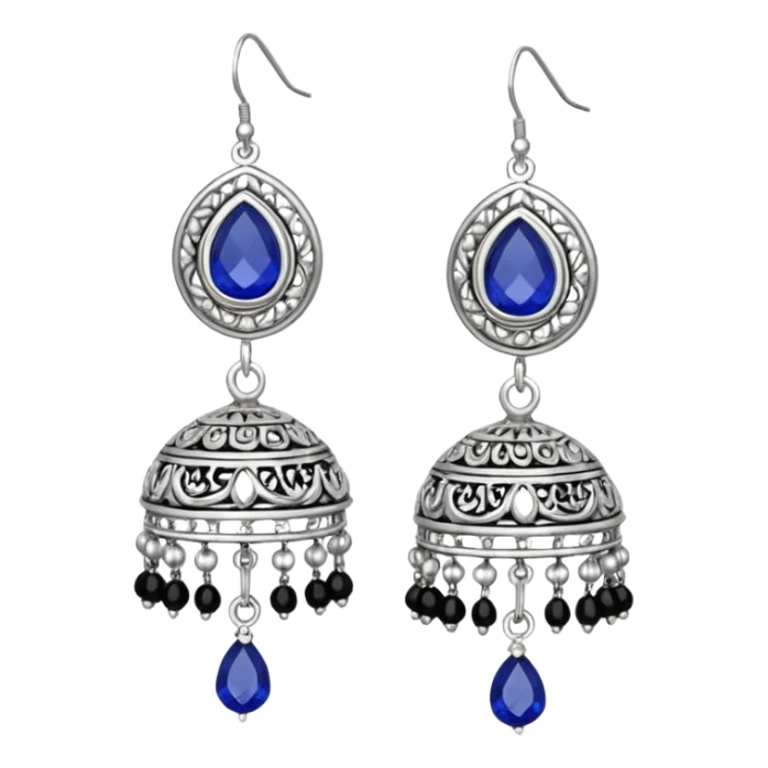 generate an ios genmoji of jhumkas silver sticker