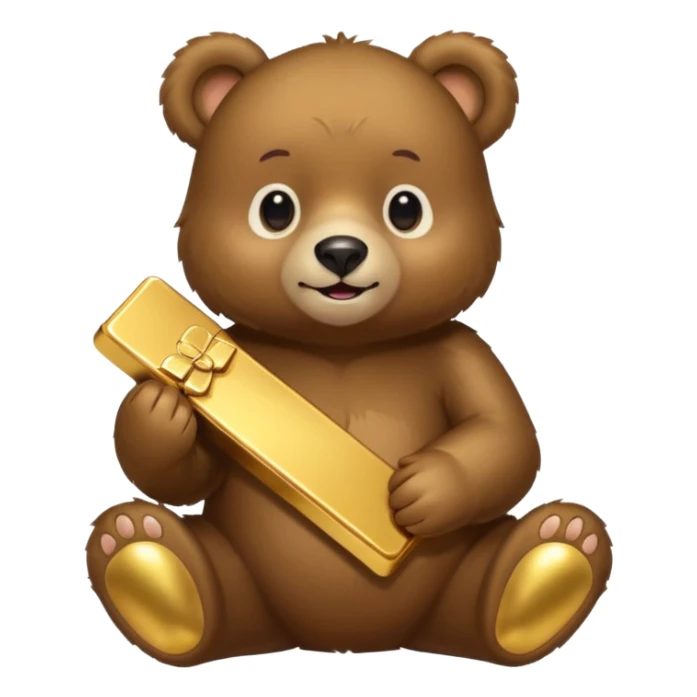 Cute bear with a gold bar. PNG format. 127 KB, 100*100 pixels. sticker