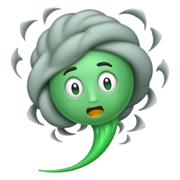 Vomiting emoji within a tornado with green twirling around it  sticker