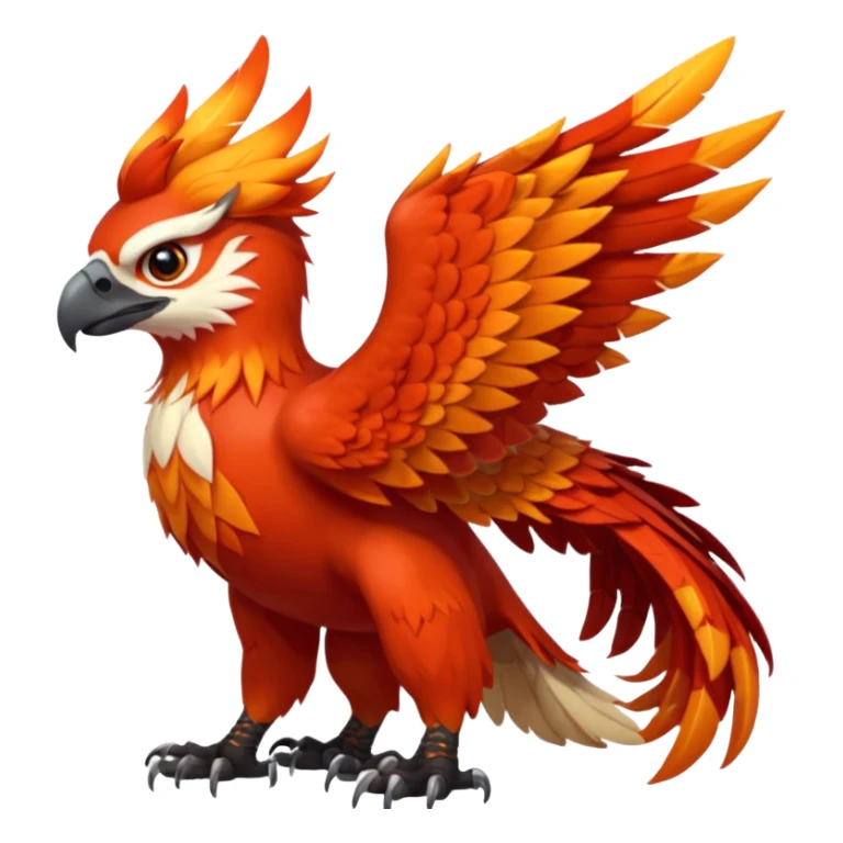 4-legged scaly Gryphon-Eagle-Hawk-Talonflame-Red-Panda-fusion-hybrid-animal-Fakémon-creature, full body sticker