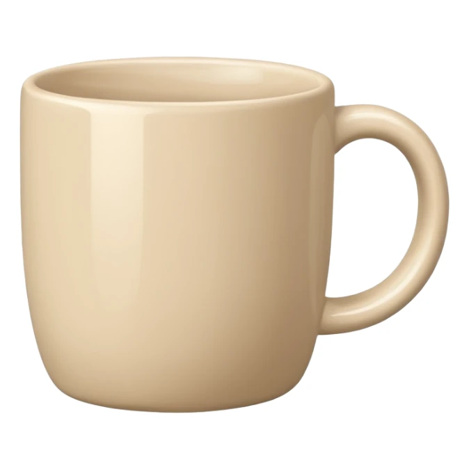 light beige coffee mug, no face, no decoration, minimalism sticker