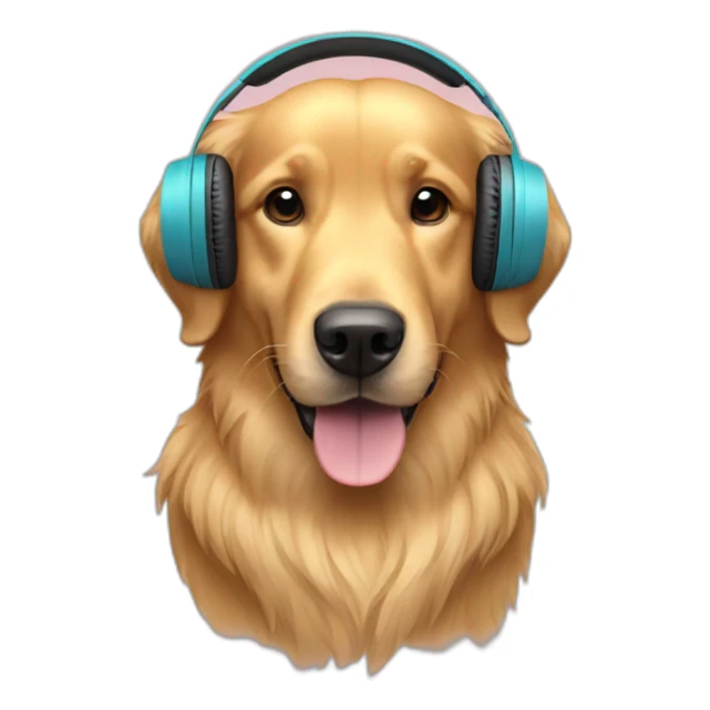 Golden retriever with headphones sticker