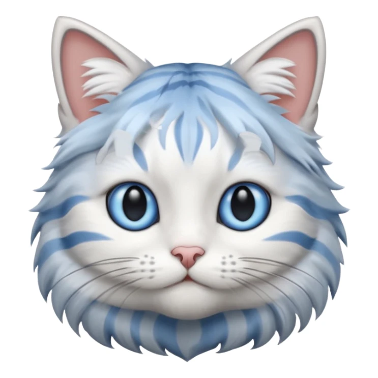 striped cat with white and gray hair and blue eyes sticker