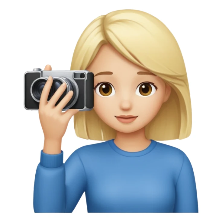 blonde cartoon girl taking picture sticker