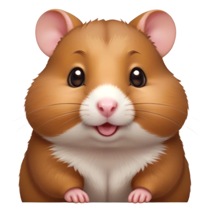 Cinematic Cute Brown Hamster Portrait Emoji, Head tilted playfully and inquisitively, featuring a glossy, rich brown fur with a delicate sheen, round, sparkling dark eyes filled with curiosity, Simplified yet irresistibly adorable features, highly detailed, glowing with a warm, friendly glow, high shine, affectionate and lively, stylized with a touch of whimsy, bright and endearing, soft glowing outline, capturing the essence of a mischievous yet loving hamster, so playful it feels like it could dash out of the screen and into your arms! sticker